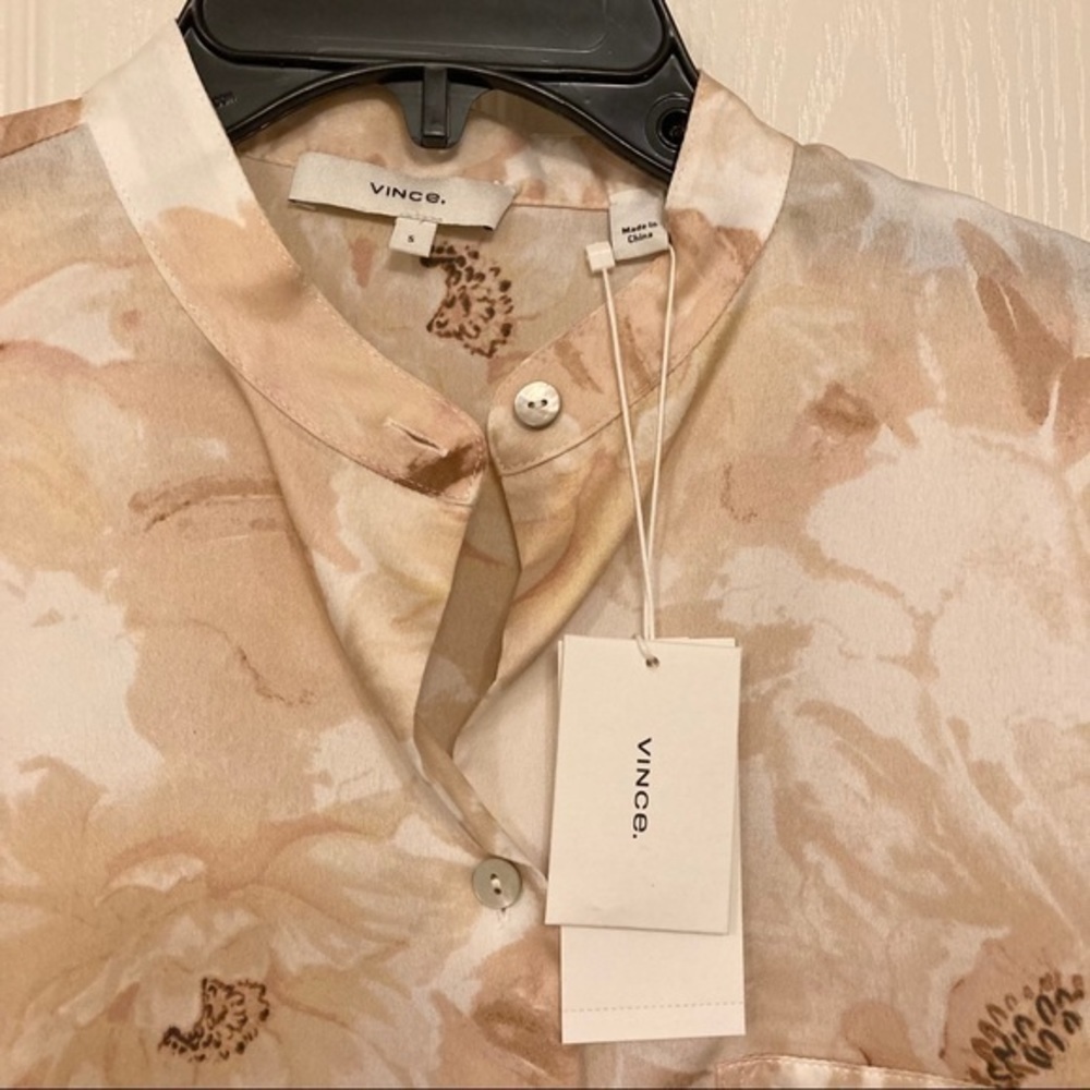 Vince Magnolia Band Collar Blouse Size S - Picture 6 of 7
